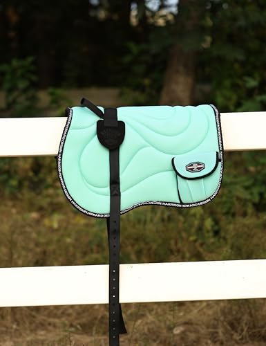 Harrison Howard Bareback Horse Riding Pad Breathable Mesh Cushioned No-Saddle Pad with Girth for Trail Training - color: Mint