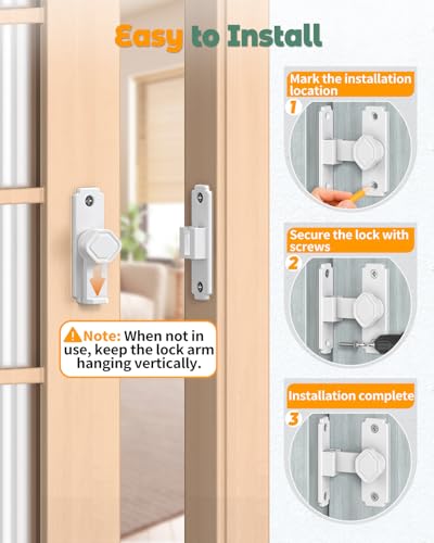 90 Degree Barn Door Lock, Sliding Door Latch, White, 1 Pack - color: White-1PC