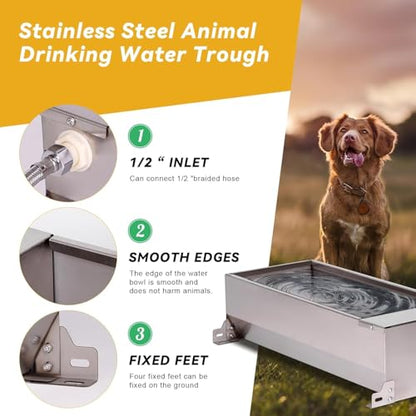 Automatic Livestock Waterer 7.5L Stainless Steel Float Valve Water Bowl