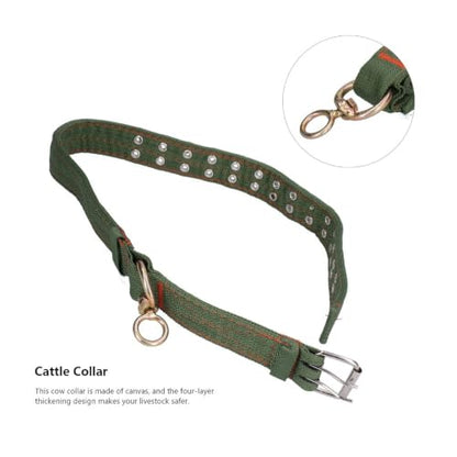 Canvas Cattle Collar, Adjustable Farm Animal Neck Strap with Metal Pin Buckle, Dark Green, S/M/L Size Options(L) - size: L