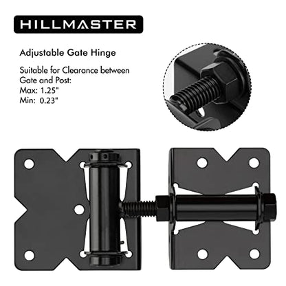 2 Pack Self Closing Gate Hinges for Wooden Fences Heavy Duty Solid Vinyl Fence Gate Closer Hinges with 22 Screws Swing Adjuster Tool 90 Degree Tension Gate Hardware Kit Black Finish - size: Self Closing