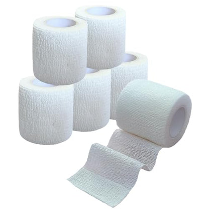 2 Inches Self Adhesive Bandage Wrap Bulk, 6 Pack, White - color: White