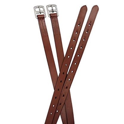 Soft Leather Stirrup Leathers with Stainless Steel Hardware, These 1" Wide Leathers Come with a One-Year Warranty.-Pair - color: Chestnut, size: 45" (Kids)