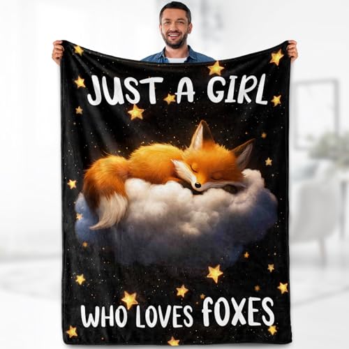 Fox Blanket Gifts for Kids Woman - Just A Girl Who Loves Foxes Themed Cute Animal Lovers Throw for Teen Adults Soft Fleece Cozy Bed Couch Decor Birthday Christmas Lightweight Blanket 50"x60" - color: Fox, size: 50"x60"