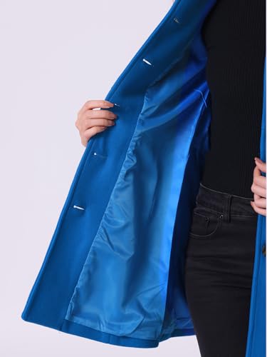 Allegra K Women's Winter Classic Overcoat with Pockets Single Breasted Coat - color: Blue, size: Small