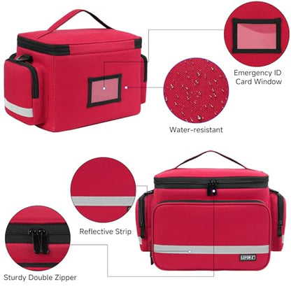 LEFOR·Z Small Medical Bag,First Aid Bag Empty,Home Health Nurse Bag with Detachable Divider,Medical Supplies Storage Tote for Nursing Student,Therapist,Doctors,Red(11.7x7.6x8inch) - style: Red-small