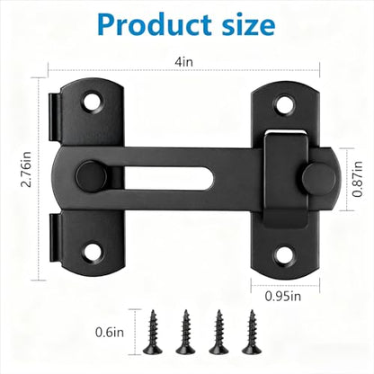 2 Pack Premium Barn Door Lock, 4-Inch Sliding Door Latch, Black - color: Black