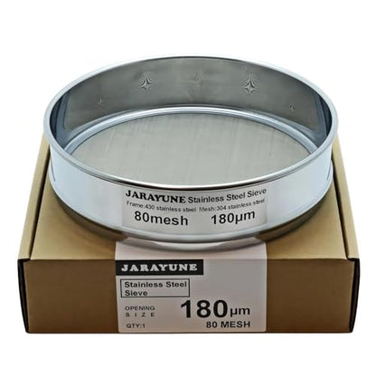 80 Mesh Stainless Steel Lab Sieve, Sturdy 8Inch(20.5cm) Sifter, Fine Mesh Sieve Strainer for Powder Pellet Flour Liquid Filtration-Lab Industrial DIY Household Use - size: 80mesh (180µm)