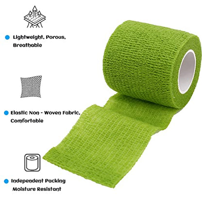 24 Pack Self Adhesive Bandage Wrap 2 Inch, Athletic Elastic Non Woven Cohesive Bandage for Sports, Wrist, Ankle Sprains, Swelling and Vet Wrap (Rainbow) - color: 2 Inch-24 Count Rainbow