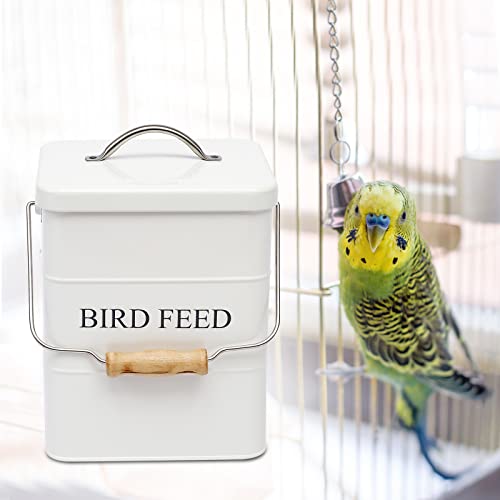 Geyecete Bird Feeder,Bird Food Jar Pet Food Storage Airtight Food Storage Container-White - color: White
