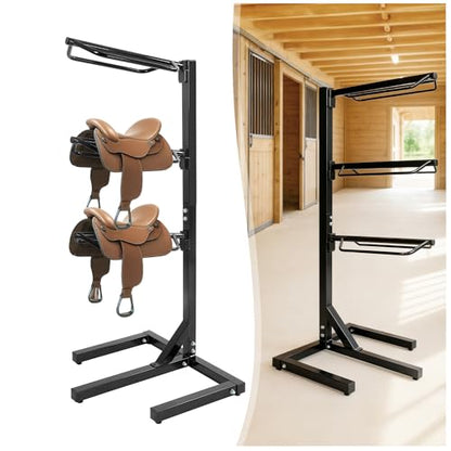 3 Tier Saddle Rack Heavy-Duty Saddle Stand for English and Western