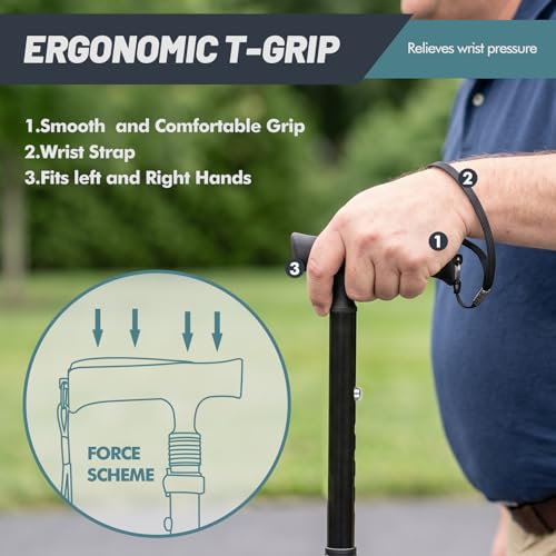 GPTCAMP Walking Cane T Handle Slip Resistant Adjustable for Men Women - color: -Purple