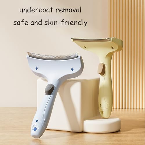 Professional Pet Deshedding Brush for Loose Undercoat Fur, Pet Grooming Comb for Long & Short Haired Dogs Cats, Gentle Skin Friendly - color: blue