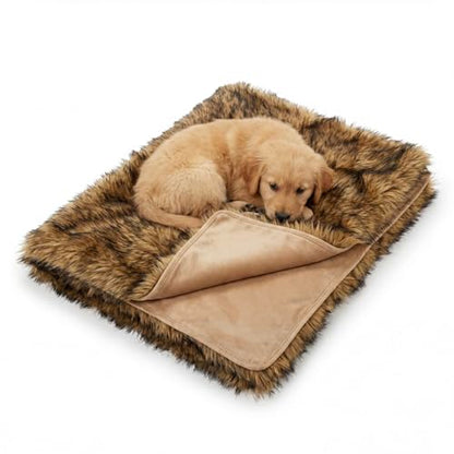 IHAPPYDOG Faux Fur Dog Blanket, Waterproof Couch Cover, Brown 40"x30" | Plush Sheepskin Style Pet Throw for Sofa, Bed, and Car, Washable Furniture Cover that Protects From Fur and Spills - color: Brown, size: 40" x 30"