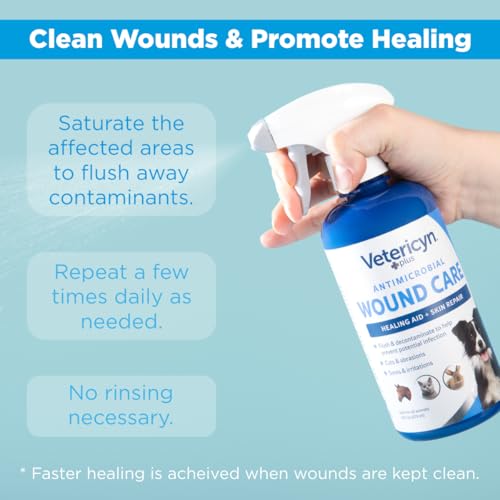 Vetericyn Plus Dog Wound Care Spray | Healing Aid and Skin Repair, Clean Wounds, Relieve Dog Skin Allergies, Safe for All Animals. 16 ounces - size: 16 Fl Oz (Pack of 1)