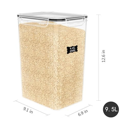 FOOYOO 2 PC Flour Sugar Storage Containers (9.5L | 321 Oz) Extra Large Food Storage Containers with Lids - Airtight Leakproof BPA FREE Flour Container for Rice, Cereal, Sugar - color: 9.5 L - 2 Pack