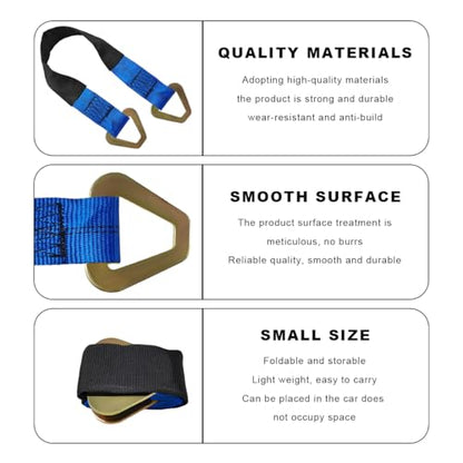 2" × 29" Premium Axle Tie Down Strap with D Rings, Heavy Duty Auto Axle Straps with Protective Sleeves 6614 Lb. Capacity, Adjustable Tire Strap Tie Down for Securing Car Transport (Blue) - color: Blue
