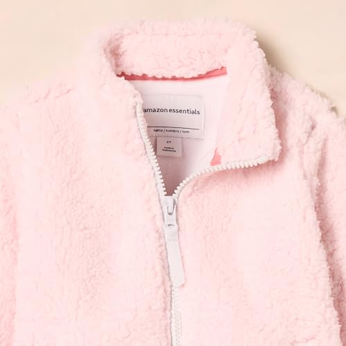 Amazon Essentials Girls' Faux Sherpa Fleece Full-Zip Jacket, Lined - color: Light Pink, size: X-Small
