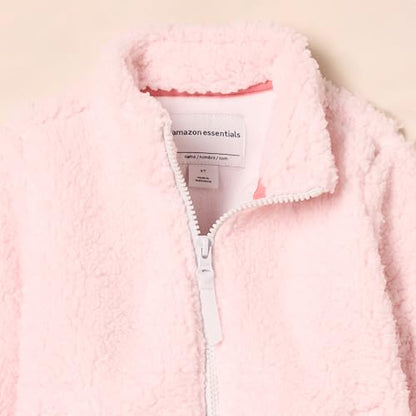 Amazon Essentials Girls' Faux Sherpa Fleece Full-Zip Jacket, Lined - color: Light Pink, size: X-Small