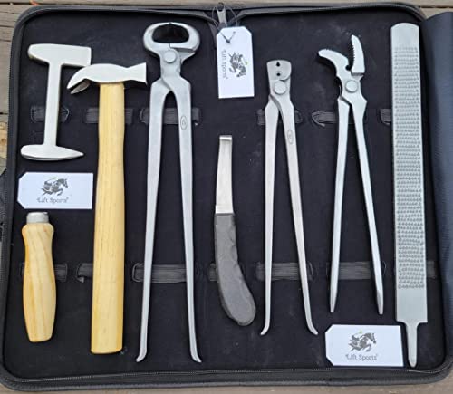 Heavy Duty Professional Horse Cattle Care Farrier Tool Kit Hoof Clincher Nipper RASP Hammer Knife Buffer Stainless Steel