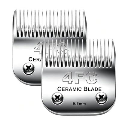2PC 4FC Blade Detachable Grooming Blades Compatible with Andis Clipper | Dog Clipper Blade for Oster A5/Wahl KM Series Dog Clipper ,Ceramic Blade & Stainless Steel Blade - color: 4fc:3/8''(9.5mm)
