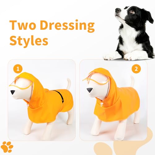 Dog Raincoat,Dog Rain Jacket Poncho with Hood and Leash Hole(Yellow,3XL) | Windproof,Waterproof,Leash Loop,Adjustable - color: Neon Yellow, size: 3XL(39-50lbs)
