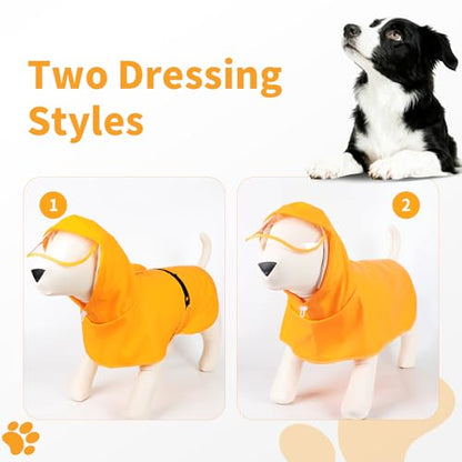 Dog Raincoat,Dog Rain Jacket Poncho with Hood and Leash Hole(Yellow,3XL) | Windproof,Waterproof,Leash Loop,Adjustable - color: Neon Yellow, size: 3XL(39-50lbs)