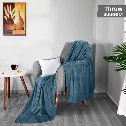 Utopia Bedding Soft Fleece Bed Blanket Throw Size Stone Blue (50x60 Inch) - color: Stone Blue, size: Throw (50x60 Inch)