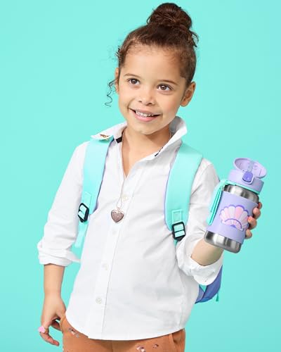 Skip Hop Toddler Sippy Cup with Straw, Sparks Stainless Steel Straw Bottle, Seashell - color: Seashell