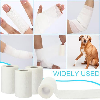 Treela 48 Pack Self Adhesive Wrap Bandage,White,3 Inches X 5 Yards - color: White, size: 3 Inch X 5 Yard
