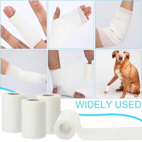 Treela 48 Pack Self Adhesive Wrap Bandage,White,3 Inches X 5 Yards - color: White, size: 3 Inch X 5 Yard