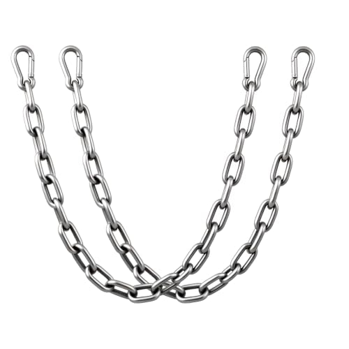 2 Pack Stainless Steel Gate Chain Lock, 5/32" x 28" Latch with Carabiners