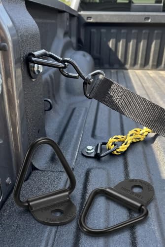 4 PCS V Ring Tie Down Anchor, Heavy Duty Truck Bed D Ring Tie Down Anchors, 2.3 x 2.2 Inch Multifunctional Bolt On Cargo Tie Down, Universal for Utility Trailer Accessories (Black)