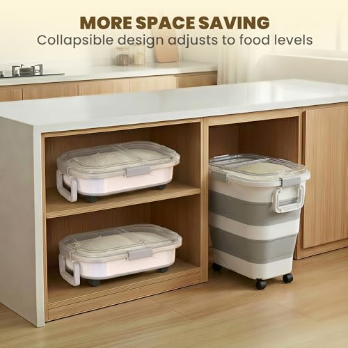 HOYTAMDA 25-35Lbs Rice Container,Collapsible Food Storage Container Wheels - color: Clear/25-35lbs
