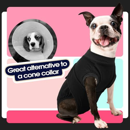 FUAMEY Dog Recovery Suit Male,Dogs Surgery Neuter Suits Puppy Spay Shirts - color: Black, size: Xs(back:8.3-11.4in,wt:4-7lbs)