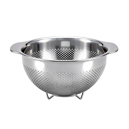 Stainless Steel Colander for Kitchen with Handle for Pasta (5QT) - size: 5QT