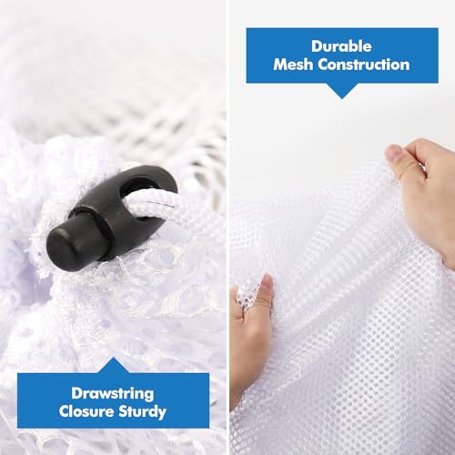 4Pcs Mesh Laundry Bags Washing Machine Mesh Wash Bags for Clothes,Underwear,Lingerie, Bed Linen with Drawstring Closure Sturdy(4 Size) - color: White, size: Pack 4 pcs