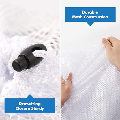 4Pcs Mesh Laundry Bags Washing Machine Mesh Wash Bags for Clothes,Underwear,Lingerie, Bed Linen with Drawstring Closure Sturdy(4 Size) - color: White, size: Pack 4 pcs