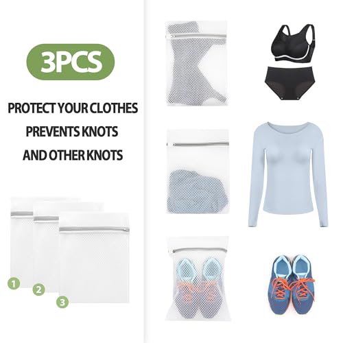 3Pcs Durable Honeycomb Mesh Laundry Bags for Delicates 12 x 16 Inches