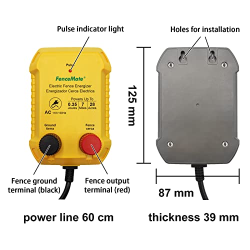 FenceMate AC Powered Electric Fence Charger Output 0.35J up to 7 Miles