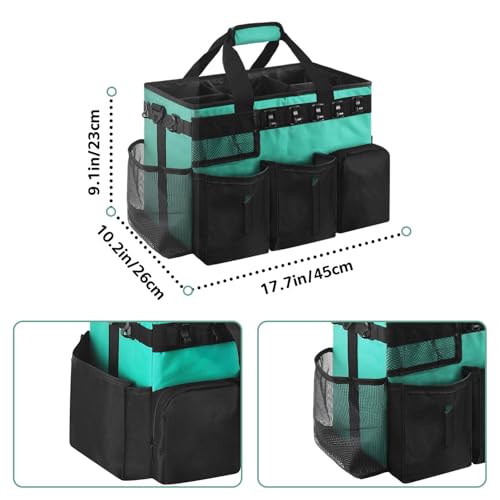 Boczif Cleaning Caddy Bag Wearable,Cleaning Caddy Supplies Organizer(Green) | with Handle, Shoulder Straps & Detachable Divide, Cleaning Tool Organizers Tote Bag for Cleaners & Housekeepers - color: Green