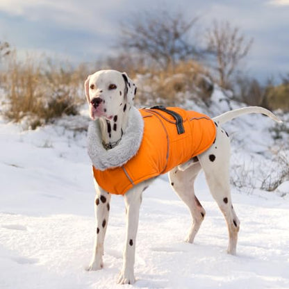 Lelepet Dog Coat Waterproof Dog Jacket Fleece Vest with Adjustable Buckle - color: Orange, size: S