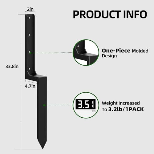 8PCS Fence Post Repair Kit, Heavy Duty Fence Posts Repair Stakes for Fix Wooden Broken Posts, Repair Tilted (8, Black) - color: Black