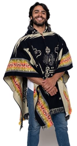 Alpaca Land, Handmade Ecuadorean Alpaca Wool Ponchos - color: Dark Blue Alpaca