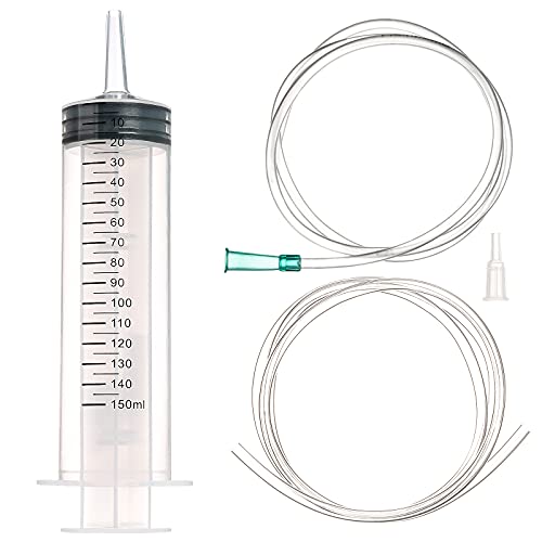 150ml/cc Syringes with Tube 40 Inch Handy Plastic Tubing and Adapter Tip - size: 150ML/CC