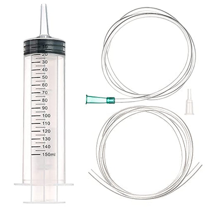 150ml/cc Syringes with Tube 40 Inch Handy Plastic Tubing and Adapter Tip - size: 150ML/CC
