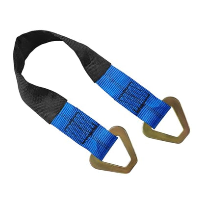 DXNQ 2" × 29" Premium Axle Tie Down Strap with D Rings, Heavy Duty Axle Strap with Protective Sleeve Working Load Limit 6614 Lbs, High Tension Axle Strap for Securing Car Transport (Blue) - color: Blue
