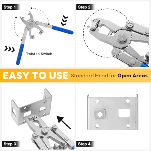 Rotable Dual Head Cage Nut Tool Kit with 10 Sets M6 Silver Rack Mount Screws - Screw Install and Remove Tool for M4 M5 M6 M8 M10 - Screw Tool Kit for Server Rack, Network Cabinet, Data Center(Blue) - color: 10 Pack Cage Nuts+Blue Handle Tool
