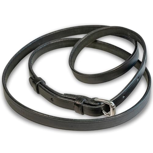 Nunn Finer - Leather Neck Grab Strap, Equestrian Accessory, Neck Strap for Horses - color: Black Stainless Steel