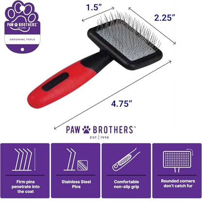 Ryan's Pet Supplies Paw Brothers Mini Pin Tiny Flat Slicker Brush for Dogs, Professional Grade, Stainless Steel Pins, Flexible Head, Comfort Grip, Mini Size, 4.75" x 2.25" x 1.5" - style: Mini Soft Pin Slicker Brush